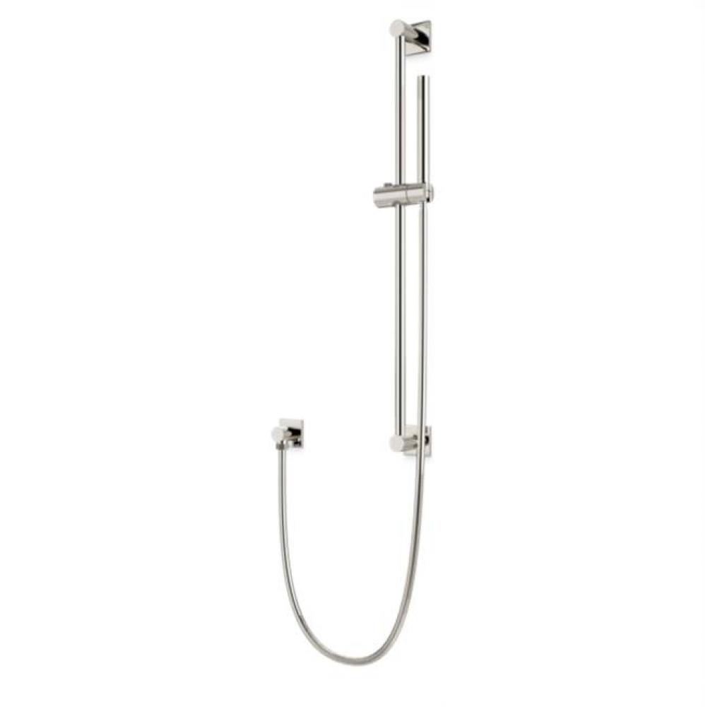 Square Slidebar Kit with Separate Water Outlet and Microphone Hand Shower Polished Nickel