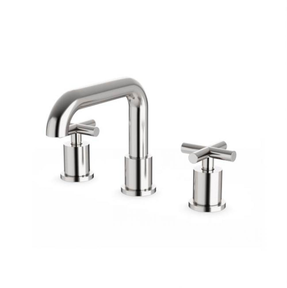 Round 8'' Widespread Lavatory Faucet with Low Spout & Cross Handles Brushed Nickel