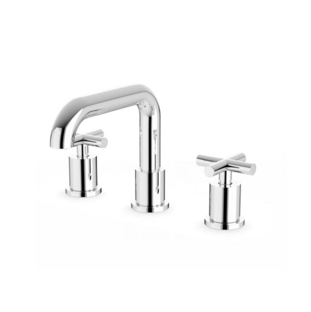 Round 8'' Widespread Lavatory Faucet with Low Spout & Cross Handles Chrome