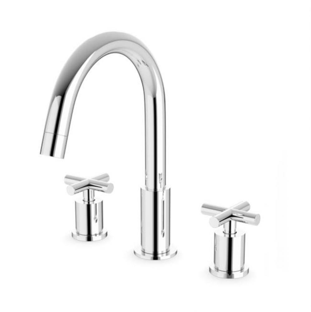 Round 8'' Widespread Lavatory Faucet with Cross Handles Chrome