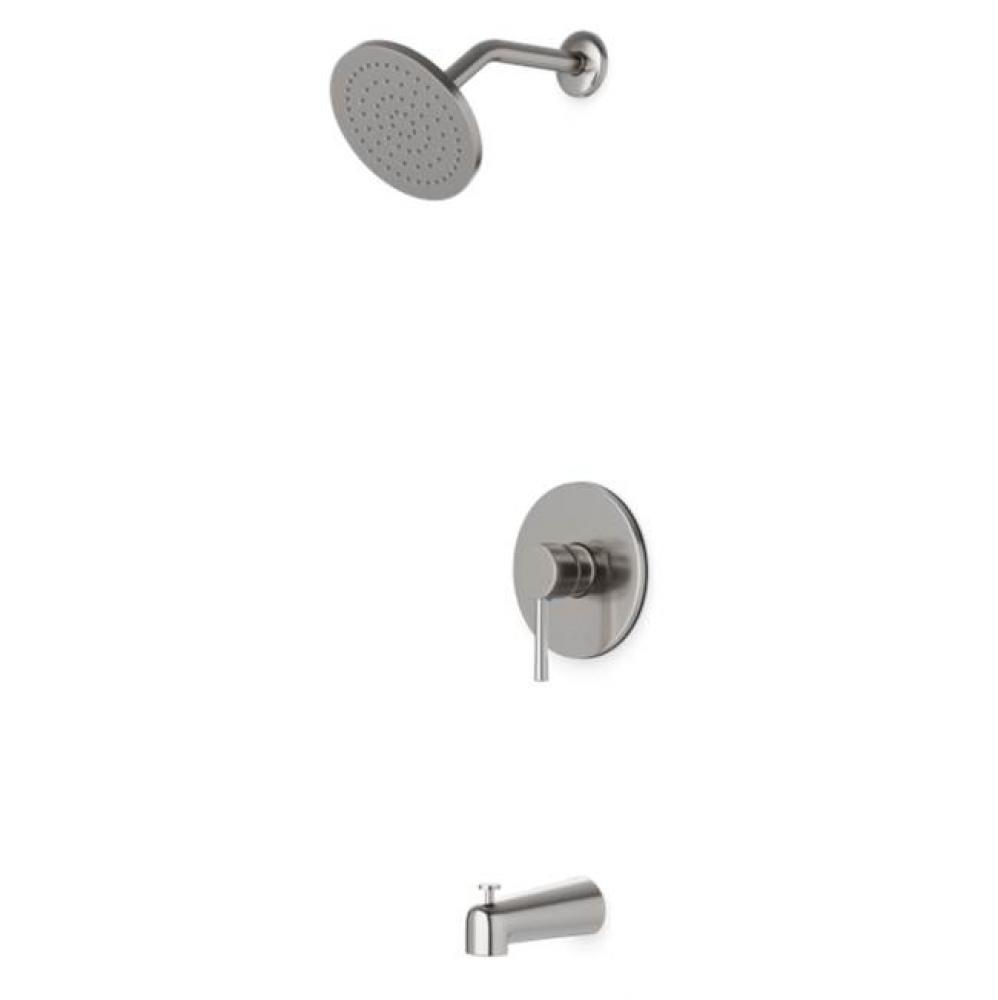 Trova Round Pressure Balance Tub / Shower Trim Kit with Rain Head Brushed Nickel