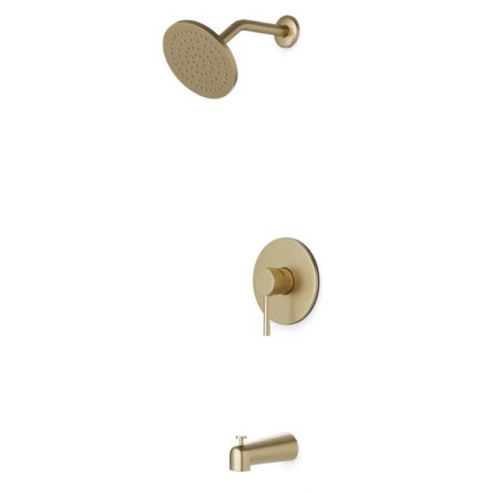 Trova Round Pressure Balance Tub / Shower Trim Kit with Rain Head Satin Brass