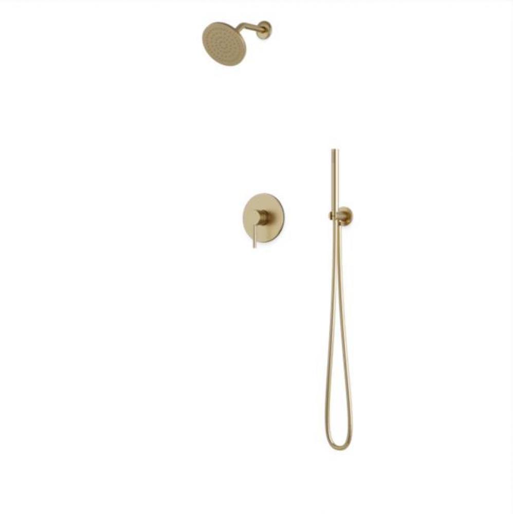 Round 2-Way Pressure Balance Shower Trim Kit with Rain Shower Head and Hand Held Shower Satin Bras