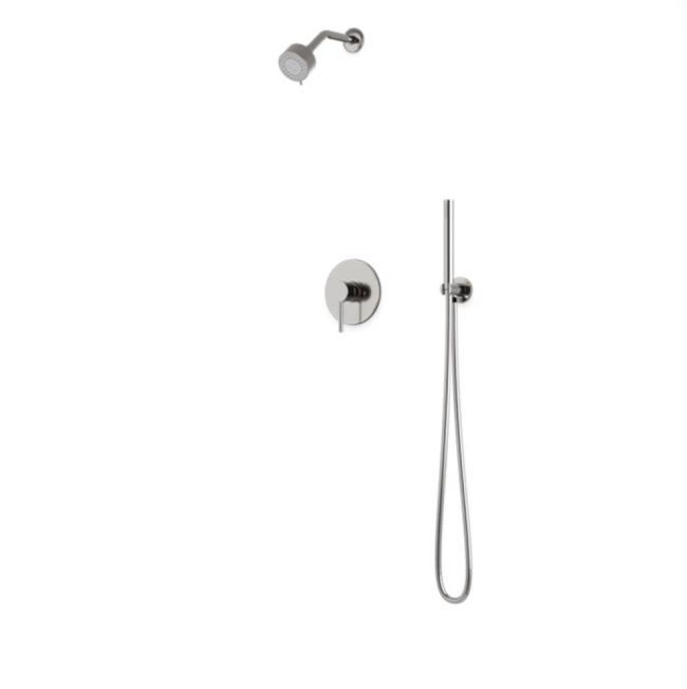 Round 2-Way Pressure Balance Shower Trim Kit with Multifunction Shower Head and Hand Held Shower B