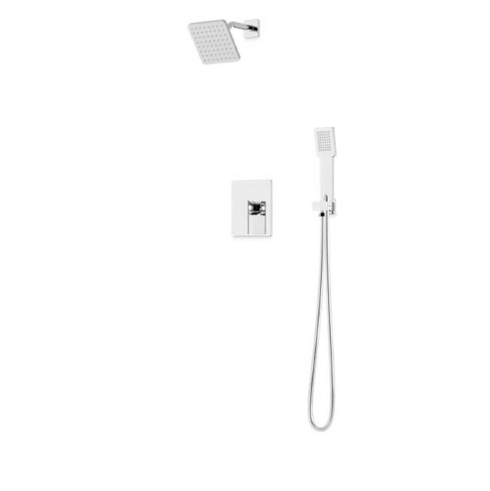 Square 2-Way Pressure Balance Shower Trim Kit with Hand Held Shower Chrome