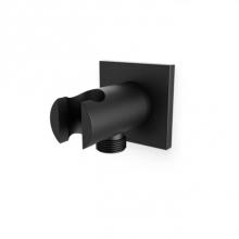 Artos F902-42SQBK - Shower Wall Outlet and Holder with Square Escutcheon Black