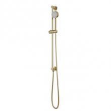 Artos F907-84SB - Round Slidebar Kit with Integrated Water Outlet and Multifunction Hand Shower Satin Brass