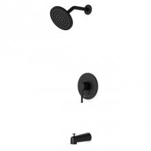 Artos TS152BK - Trova Round Pressure Balance Tub / Shower Trim Kit with Rain Head Matte Black