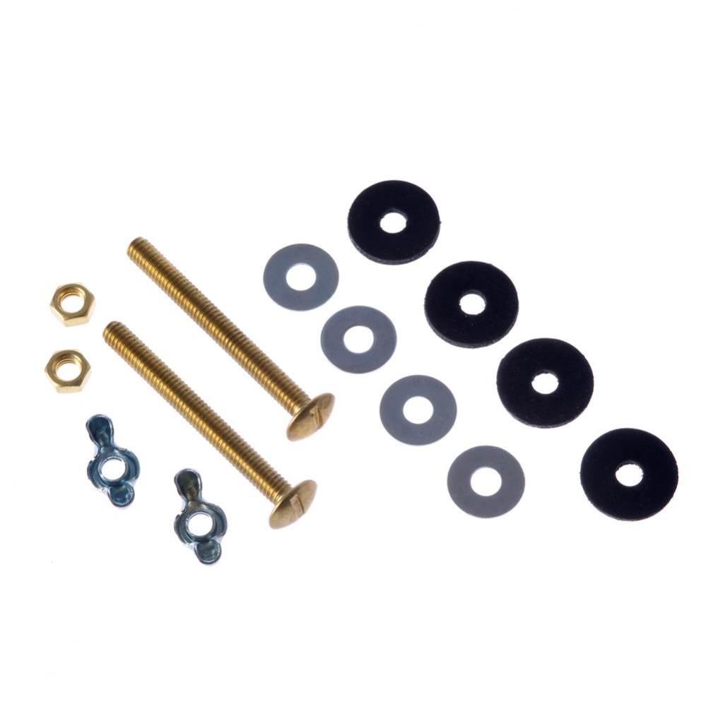 5/16'' x 3'' Tank-To-Bowl Bolt Kit With Wing And Hex Nuts-Brass