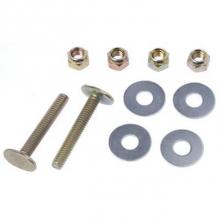 Black Swan 12167 - Closet Bolts - Brass - Bagged (style 3) - 2 brass bolts, 4 brass plated open-end nuts, and 4 brass