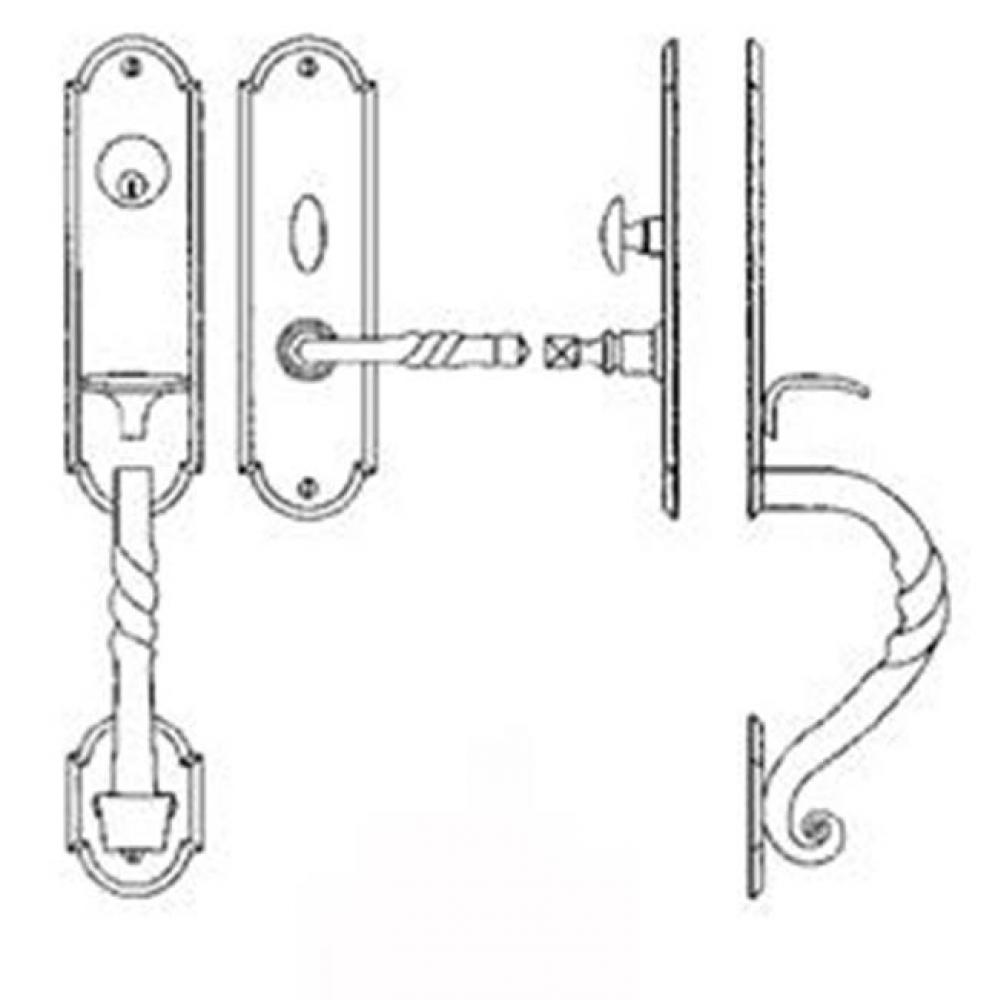 Entrance Handle Set - Complete single cylinder set for 2 1/4'' door