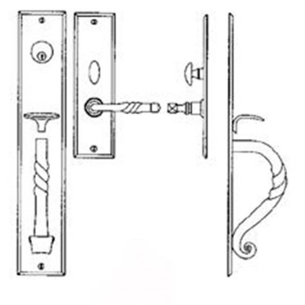 Entrance Handle Set - Complete single cylinder set for 2 1/4'' door