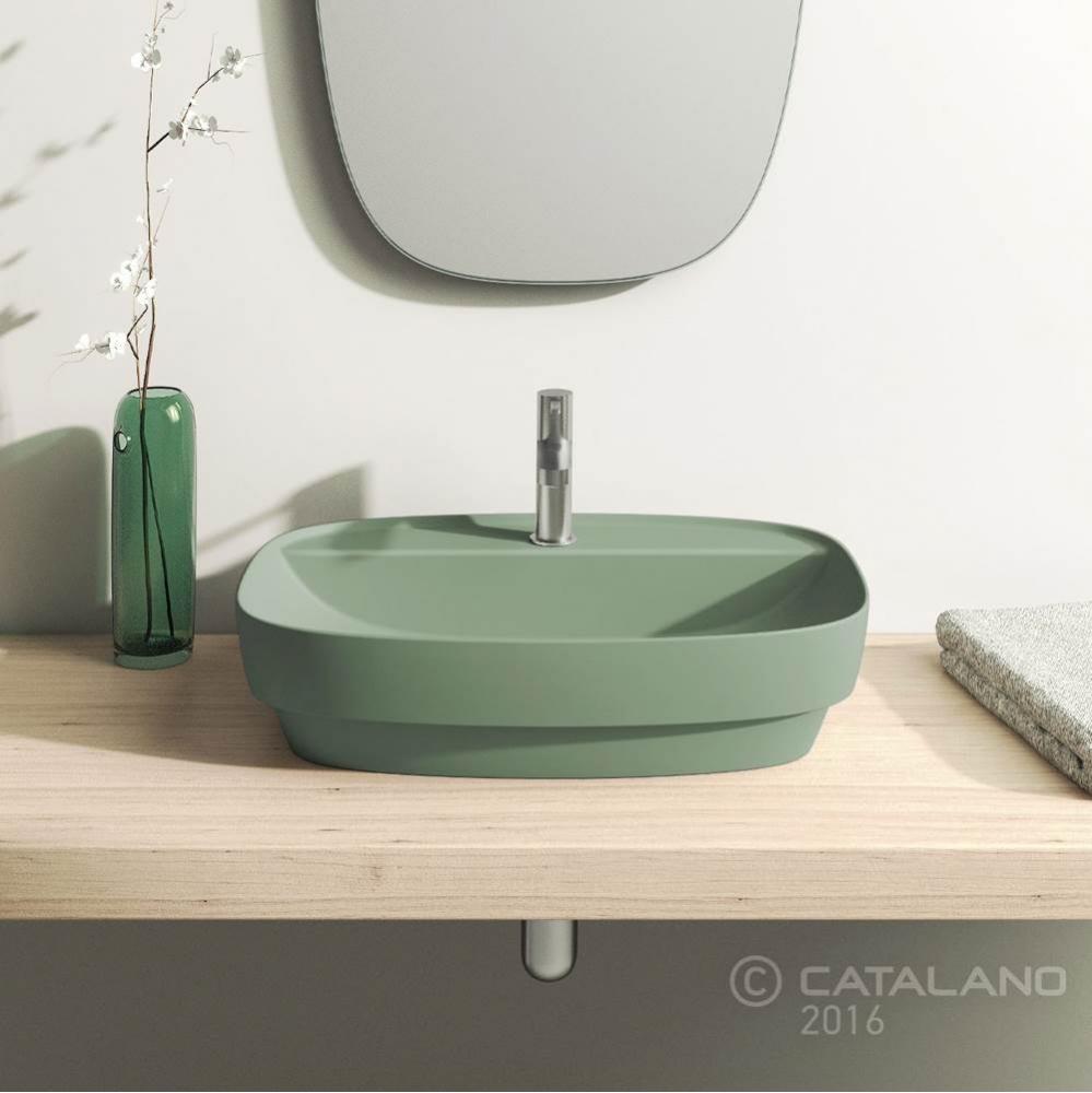 GREEN LUX 60x40 GREEN MATT BASIN WITH TAP TOP CENTRAL TAP
