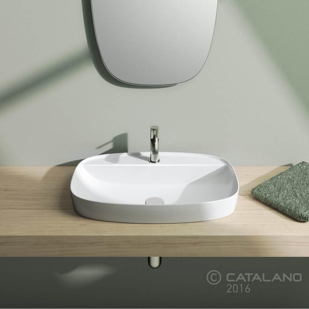 GREEN LUX 65x42 WHITE MATT BASIN WITH TAP TOP CENTRAL TAP