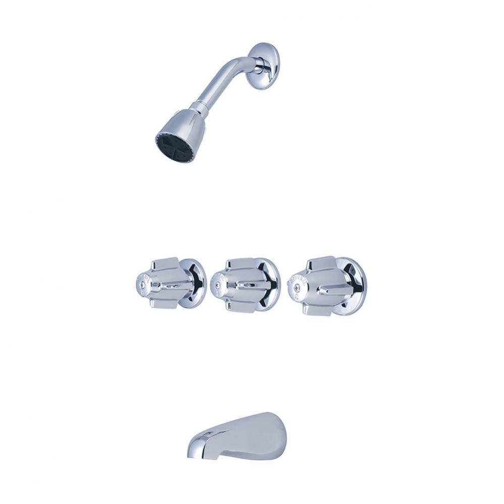 Tub & Shower-3 Canopy Hdl 1/2'' Combo Union 11'' Cntrs Shwrhead Brass Spt-