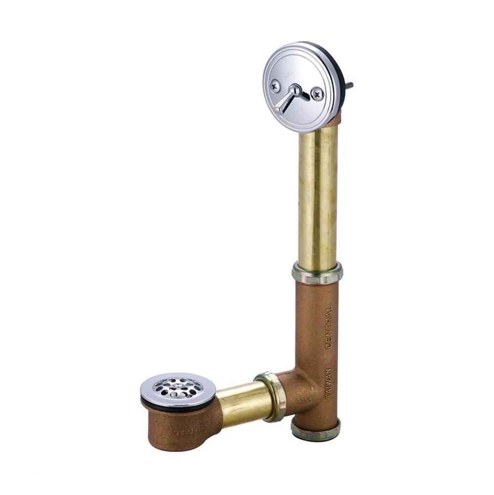 Bath Drain-Adjust. 14'' To 16'' Trip Lvr Heavy Pattern Brass Nuts 17 Gauge Les