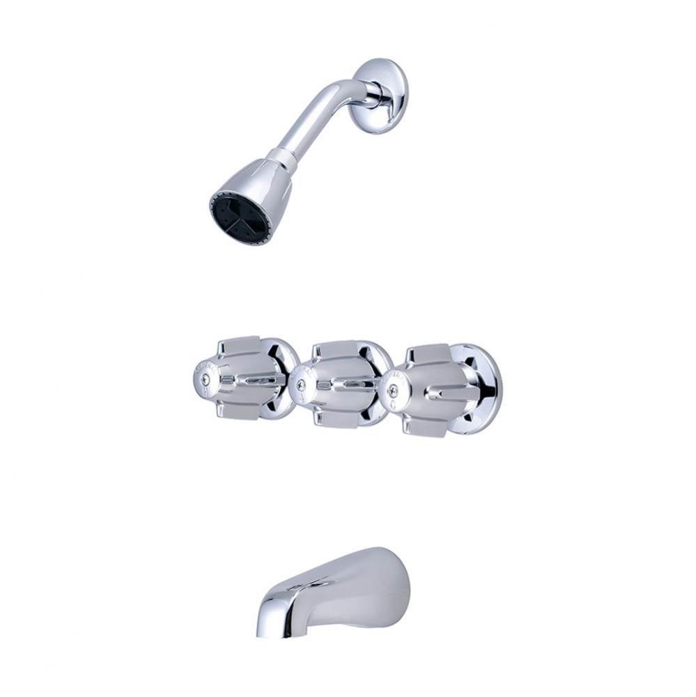 Tub & Shower-3 Canopy Hdl 1/2'' Combo Union 8'' Cntrs Shwrhead Combo Spt C