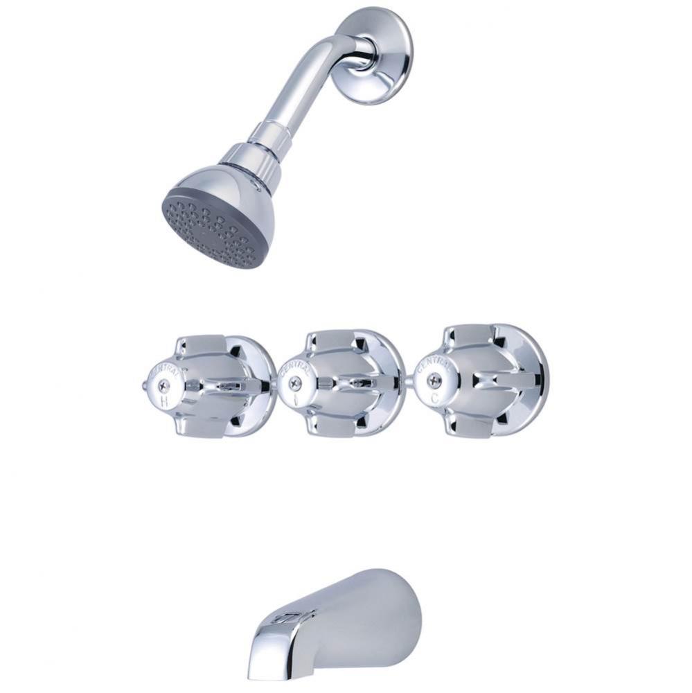 TUB & SHOWER-3 CANOPY HDL 1/2'' DIRECT SWEAT 8'' CNTRS SHWR HEAD BRASS SPT