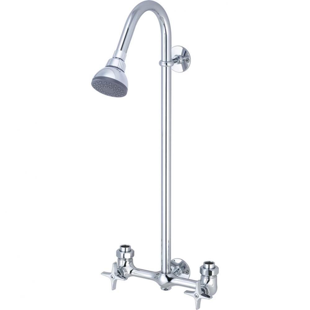 Shower-Exposed 8'' Cntrs 4-Arm Hdl 1/2'' Combo Union 22-1/2'' Riser