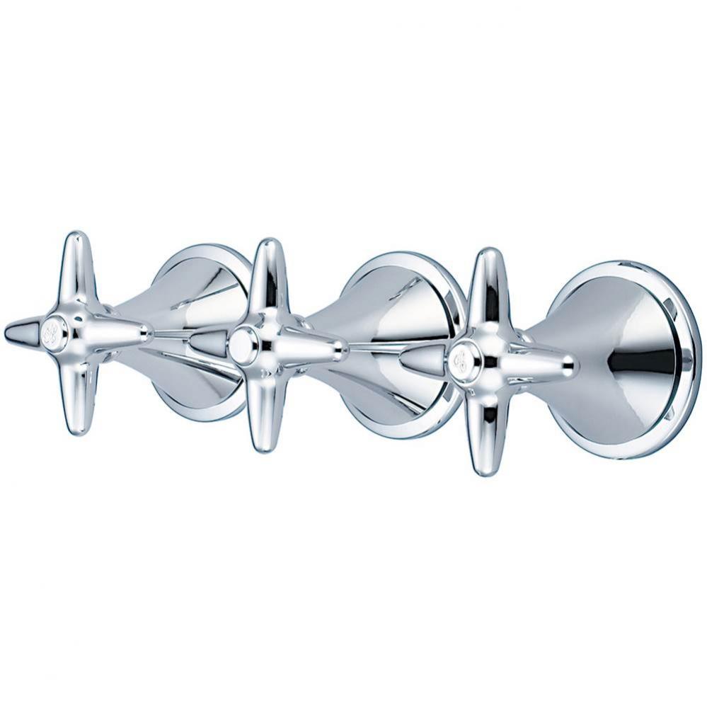 Tub & Shower Trim-3 Cross Hdl & Escutcheon Cuttable Stem W/Nipple-Pc