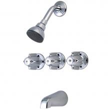 Central Brass 0968 - TUB & SHOWER-3 CANOPY HDL 1/2'' COMBO UNION 8'' CNTRS SHWRHEAD BRASS SPT-P