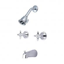 Central Brass TC-2-C3 - Tub & Shower Trim-2 Cross Hdl Dual Func Shwrhead Cuttable Stem W/Nipple Combo Dvr Spt-Pc