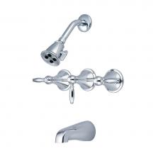 Central Brass TC-3-L3 - Tub & Shower Trim-3 Lvr Hdl Dual Func Shwrhead Cuttable Stem W/Nipple Combo Spt-Pc