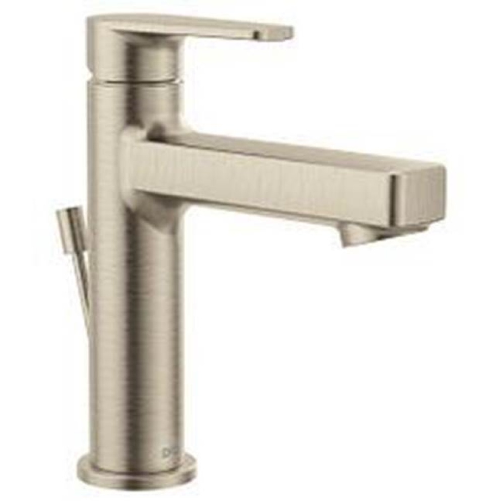 Brushed nickel one-handle low arc bathroom faucet