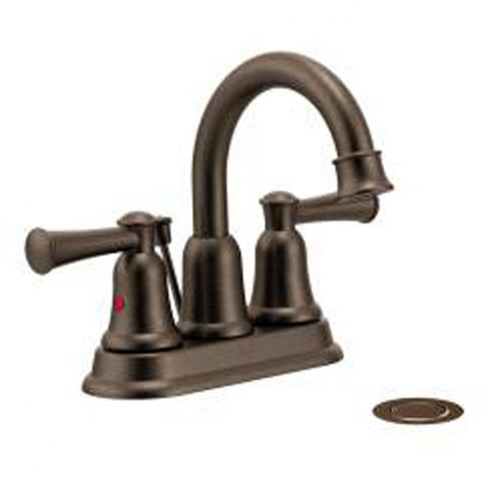 Old world bronze two-handle high arc bathroom faucet