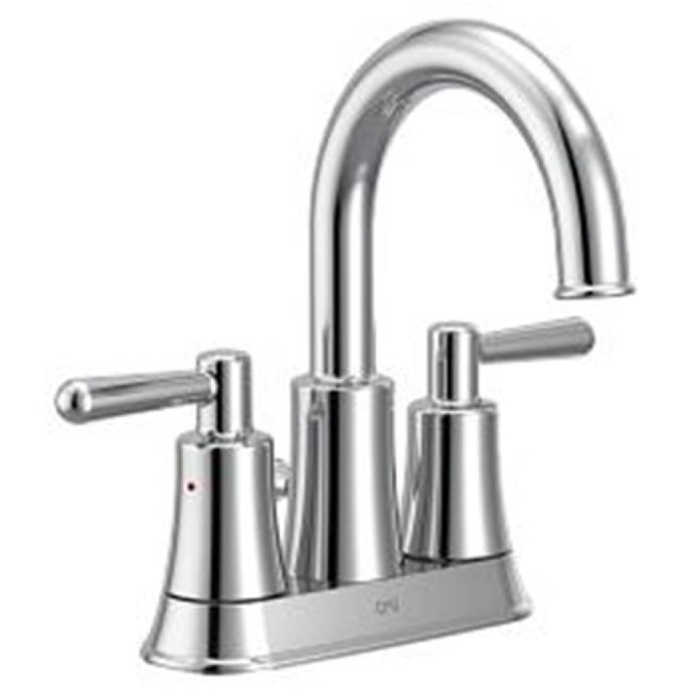 Chrome two-handle high arc bathroom faucet
