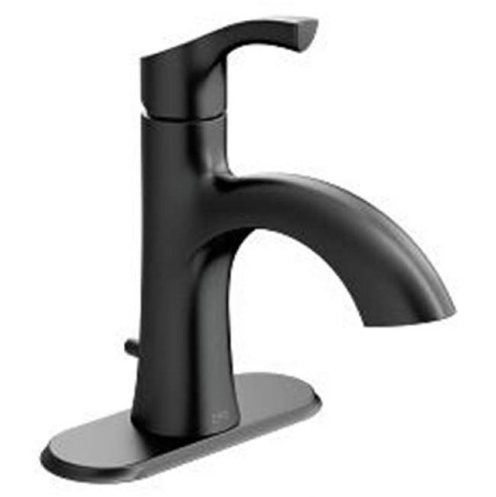 Matte black one-handle low arc bathroom faucet