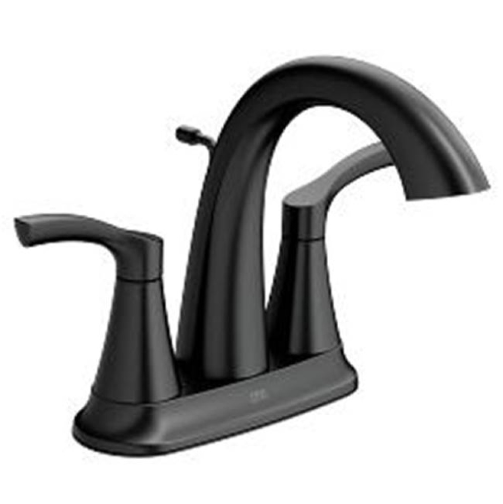 Matte black two-handle high arc bathroom faucet