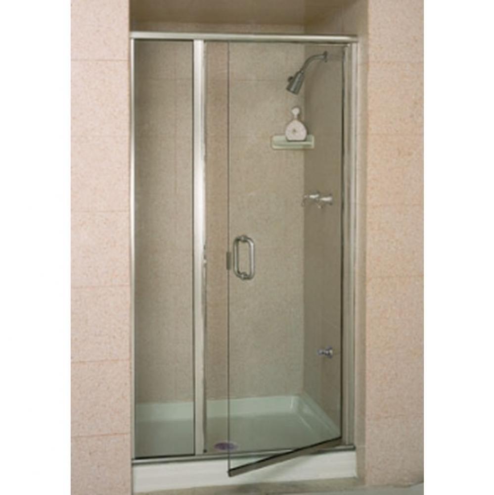 CH-1627 Door & Panel, Satin Nickel Aluminum, Clear Glass, 6'' C-Pull Handle Upgrade