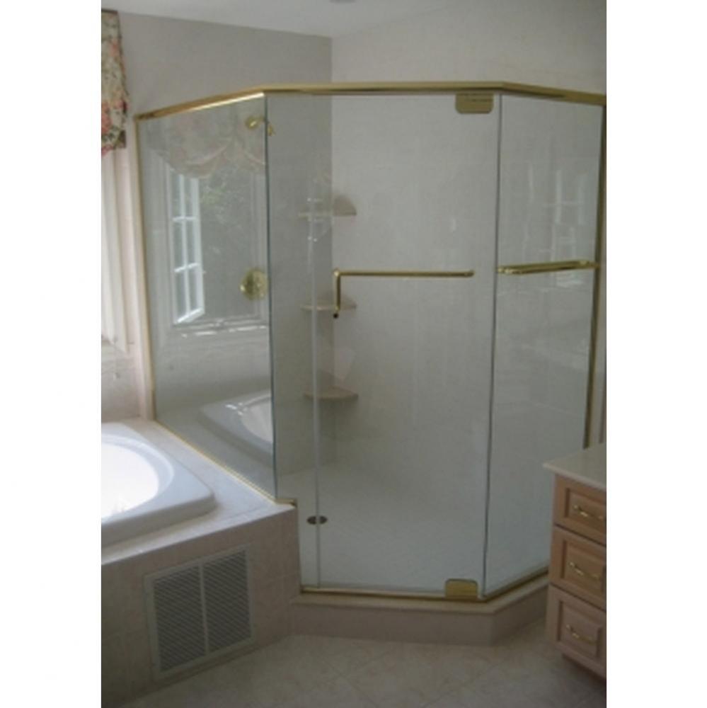 GAP-1669B Glasstec Frameless Neo Angle Shower Door & Notched Inline Panel, Neo Buttr