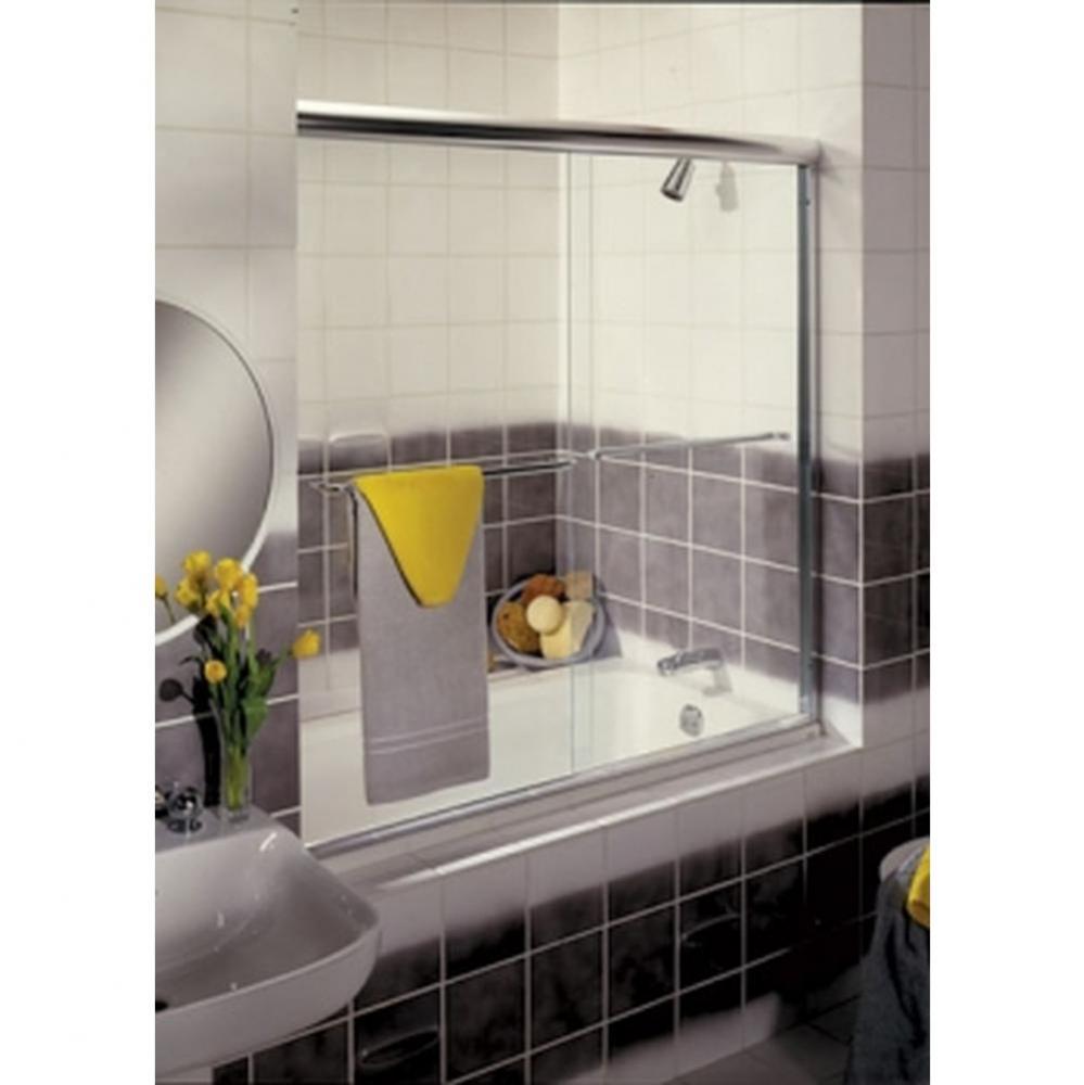 GCT-5 Sliding Tub Enclosure, Round Header, Satin Nickel Plated Brass, Clear Glass, M