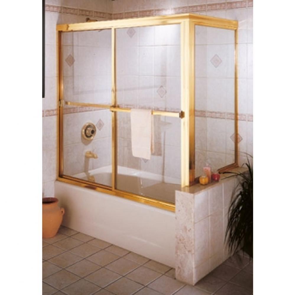 L-636B Corner Tub Enclosure with Buttress, Gold Anodized Aluminum, Clear Glass
