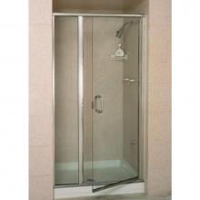 Century Bathworks CH-1627 - CH-1627 Door & Panel, Satin Nickel Aluminum, Clear Glass, 6'' C-Pull Handle Upgrade