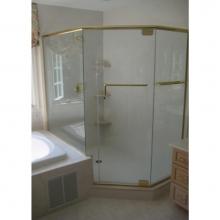 Century Bathworks GAP-1669B - GAP-1669B Glasstec Frameless Neo Angle Shower Door & Notched Inline Panel, Neo Buttr