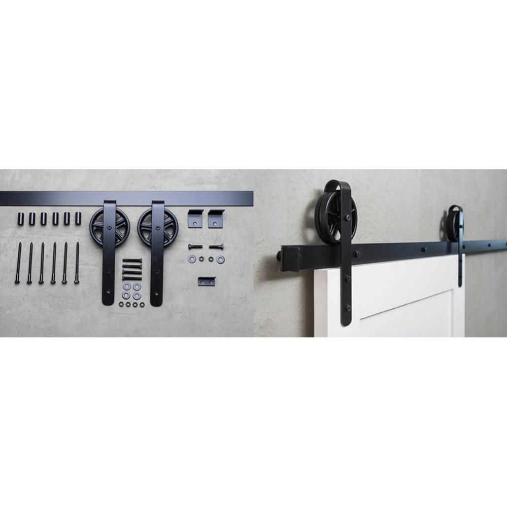 6Ft 5000 Series Barn Door Hdwe Kit Black