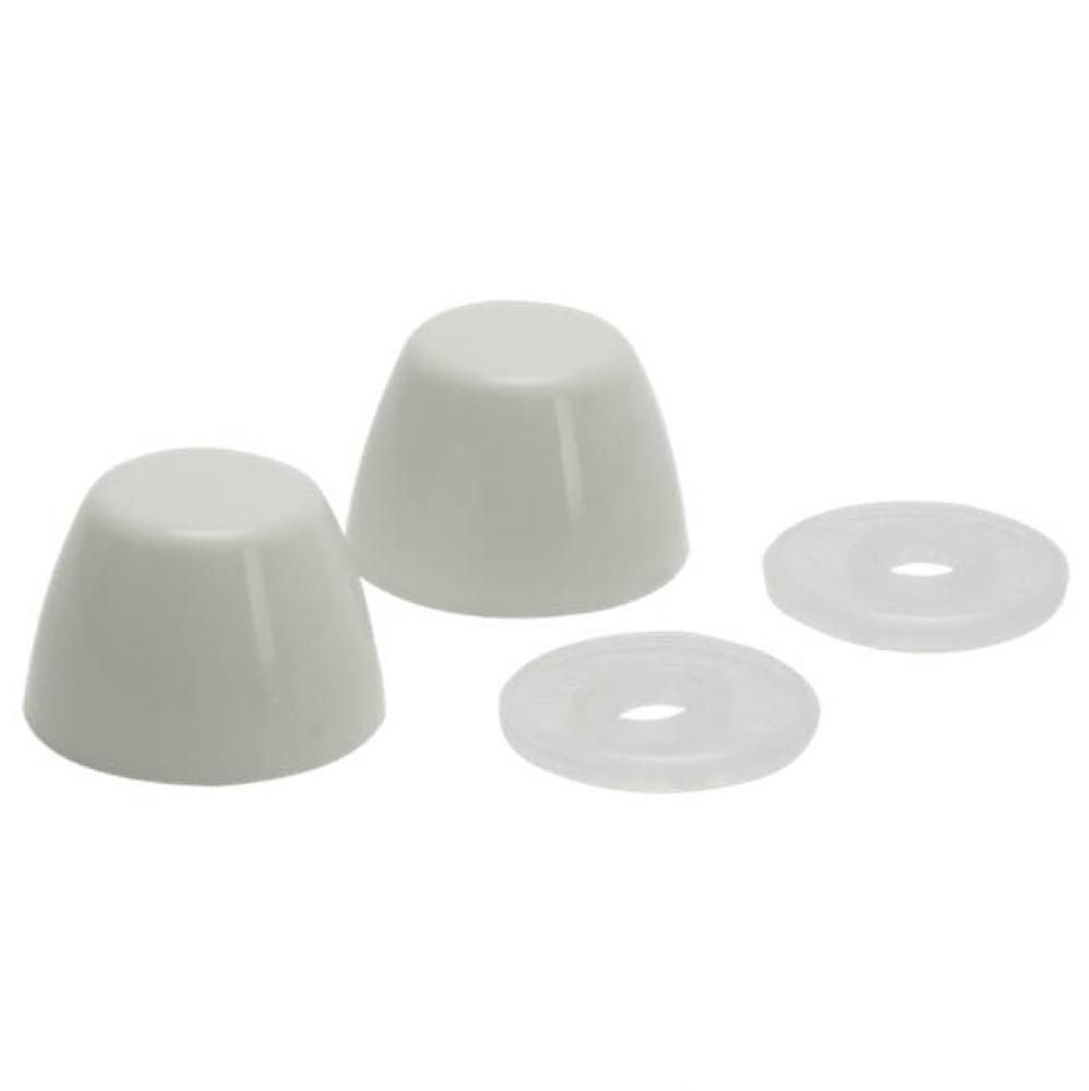 Toilet bolt caps - white. Packaged in a blister card.