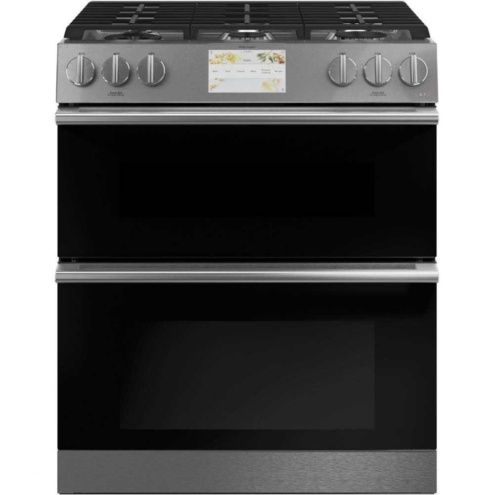 Cafe 30'' Smart Slide-In, Front-Control, Dual-Fuel, Double-Oven Range with Convection in