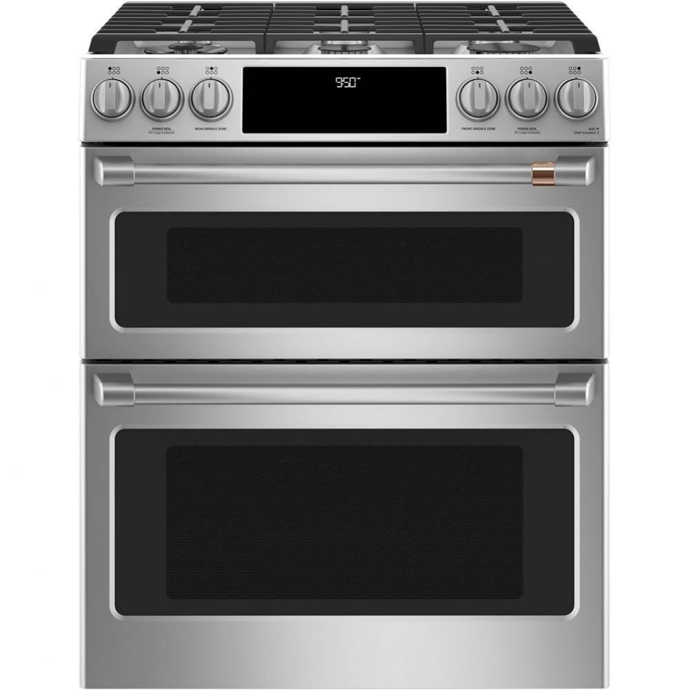 Cafe 30'' Smart Slide-In, Front-Control, Dual-Fuel, Double-Oven Range with Convection