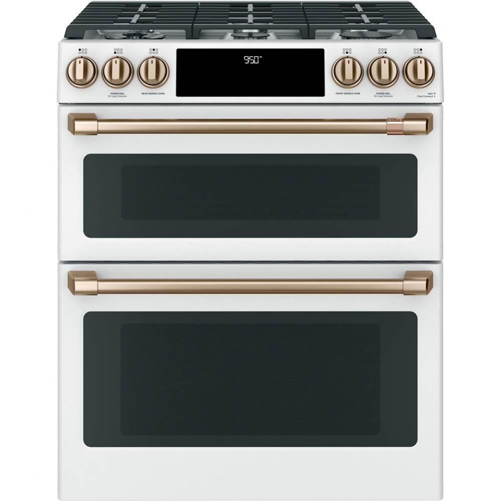Cafe 30'' Smart Slide-In, Front-Control, Dual-Fuel, Double-Oven Range with Convection