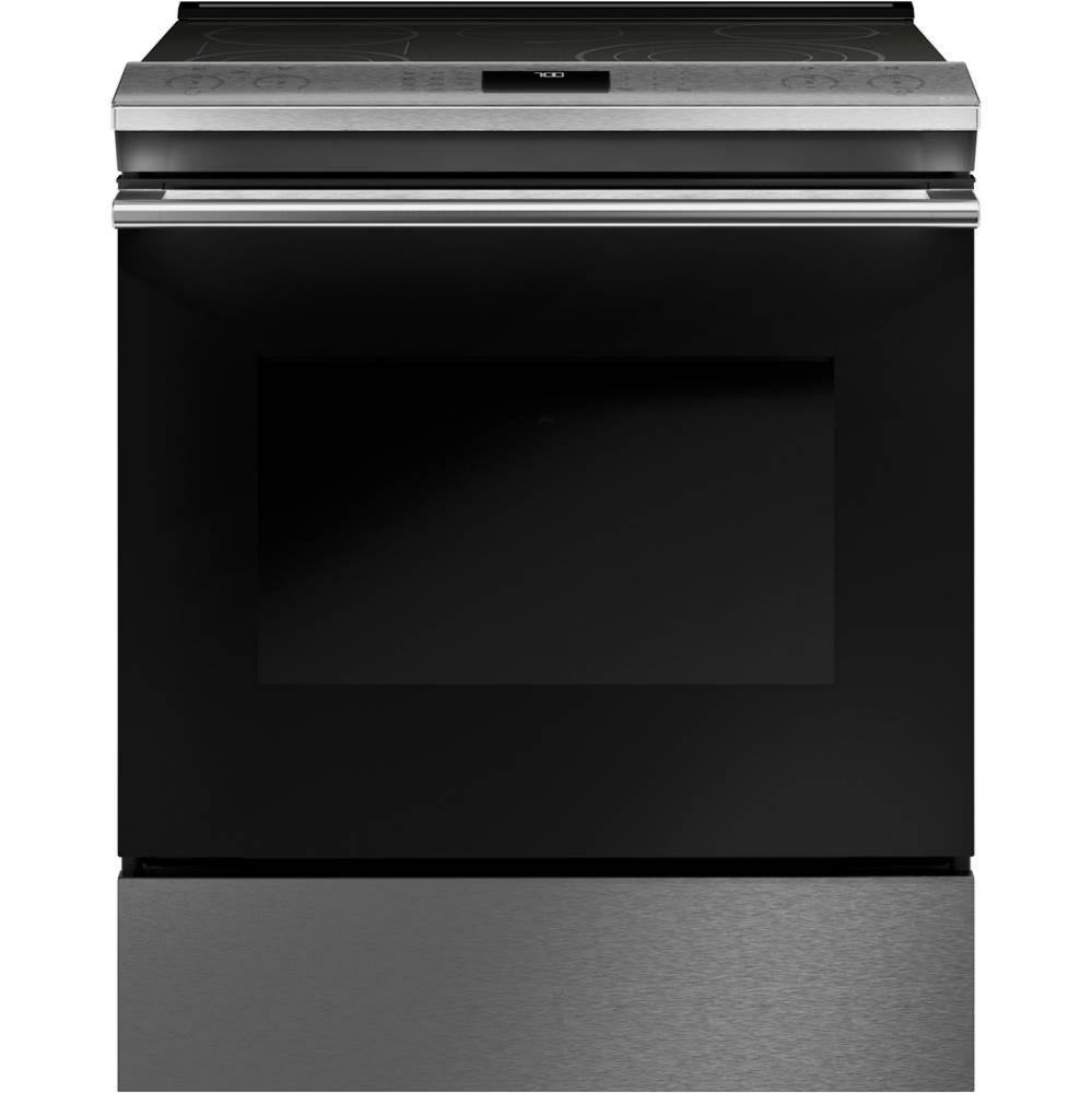 Cafe 30'' Smart Slide-In, Front-Control, Radiant and Convection Range in Platinum Glass