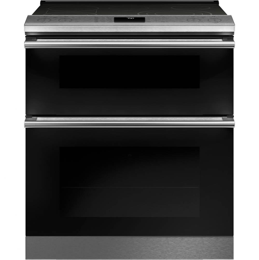 Cafe 30'' Smart Slide-In, Front-Control, Radiant and Convection Double-Oven Range in Pla