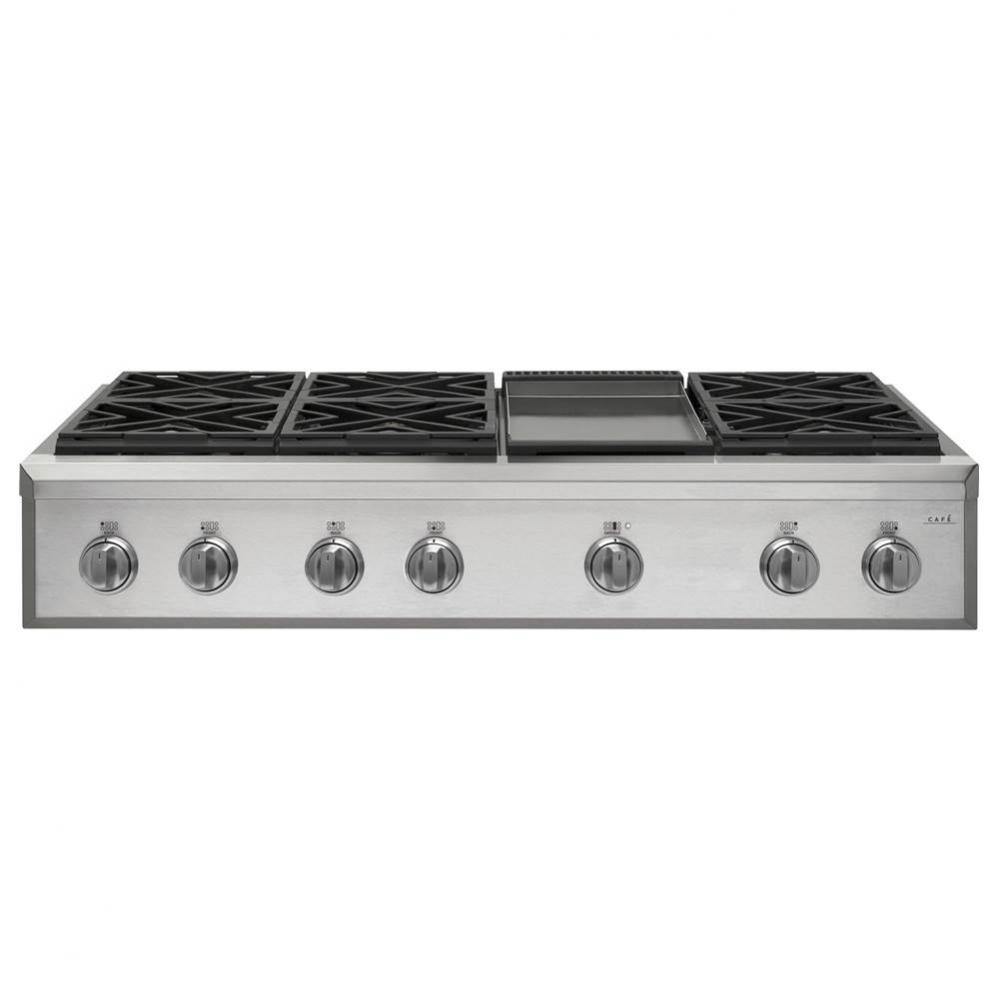 Cafe 48'' Professional Gas Rangetop with 6 Burners and Griddle (Natural Gas)