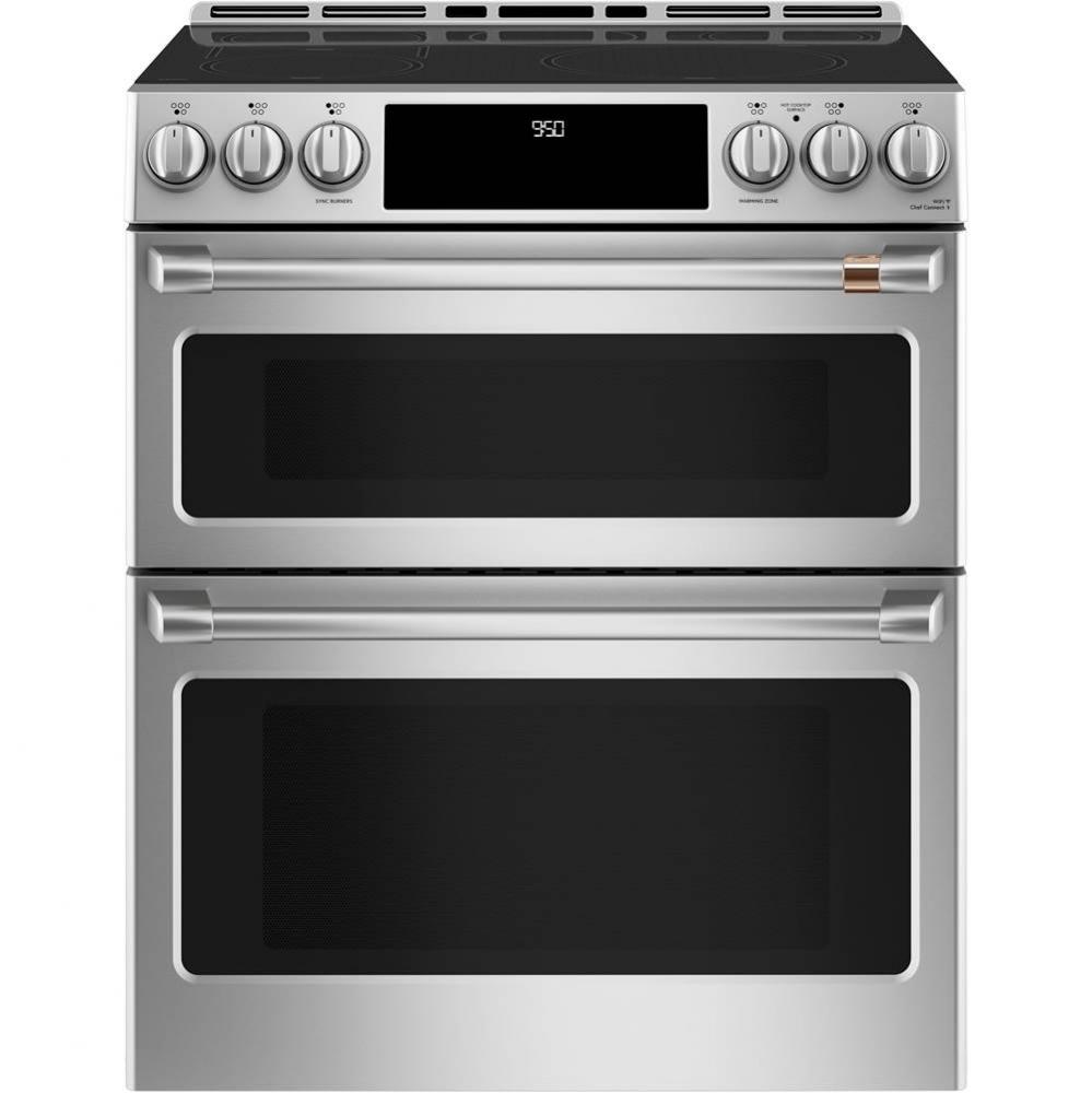 Cafe 30'' Smart Slide-In, Front-Control, Induction and Convection Double-Oven Range