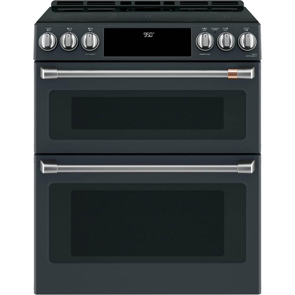 Cafe 30'' Smart Slide-In, Front-Control, Induction and Convection Double-Oven Range