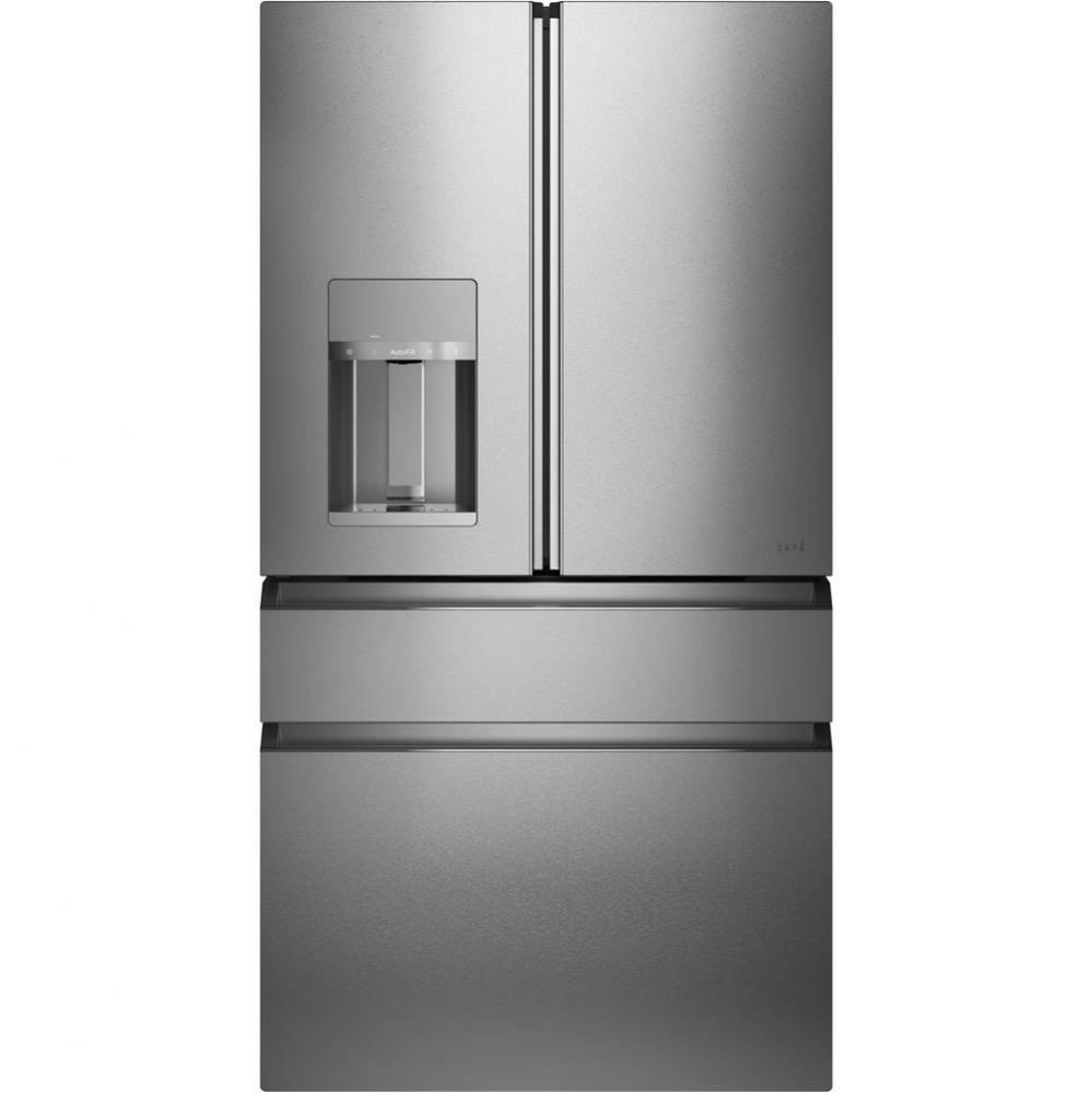 Cafe ENERGY STAR 27.8 Cu. Ft. Smart 4-Door French-Door Refrigerator in Platinum Glass