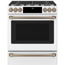 GE Cafe Series C2S900P4MW2 - Cafe 30'' Smart Slide-In, Front-Control, Dual-Fuel Range with Warming Drawer